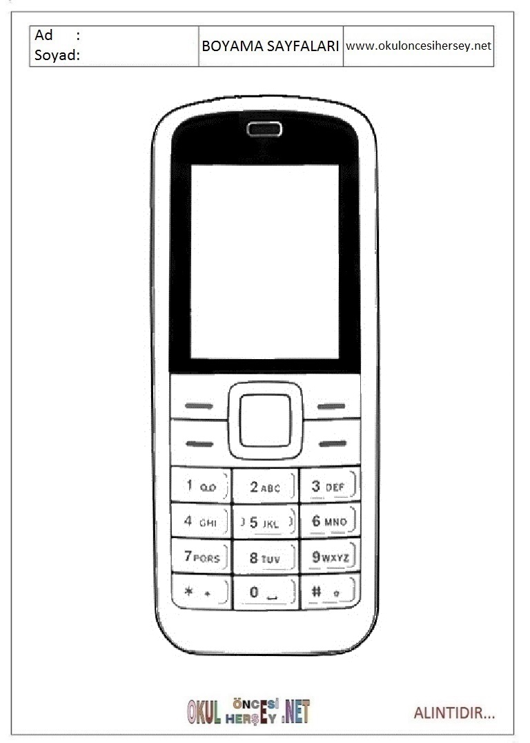 Çocuklar İçin Cep-Telefonu Boyama Sayfaları 